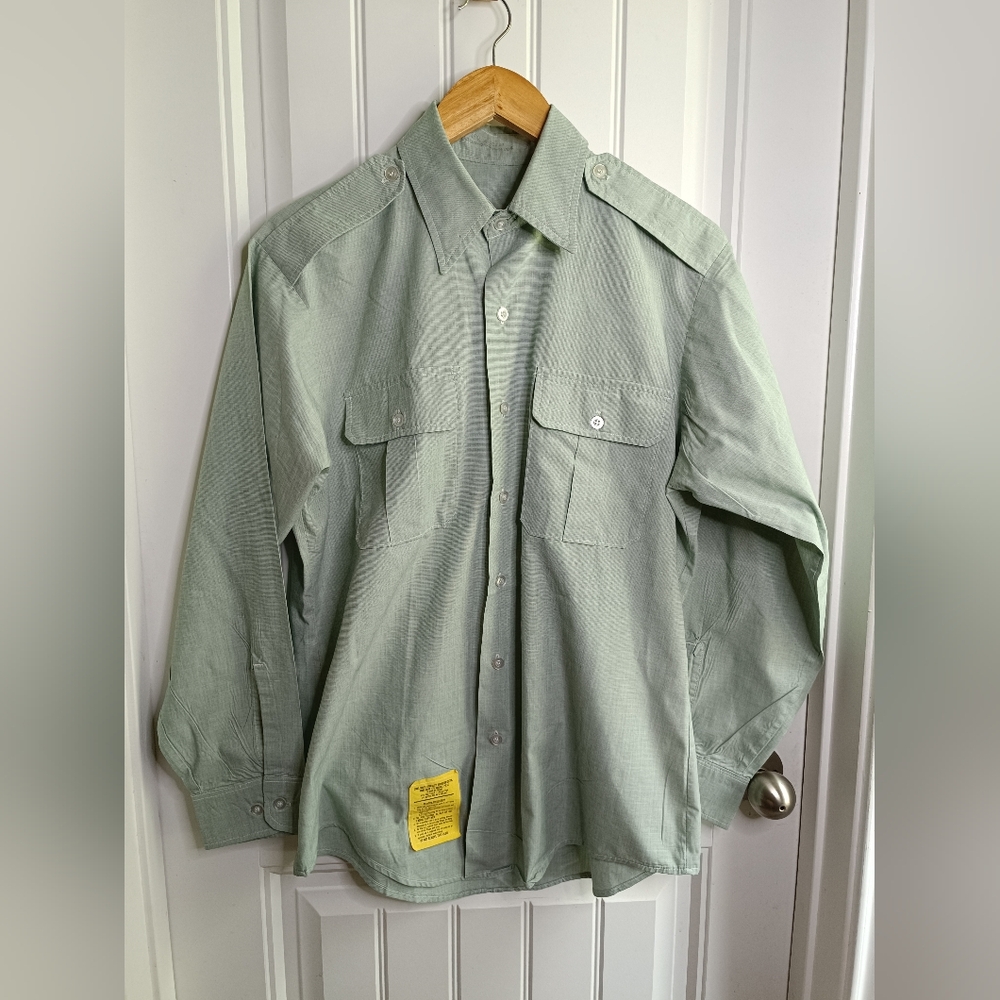 Vintage US Army AG-415 sage green dress uniform shirt Veteran 15.5x32x33 Militar